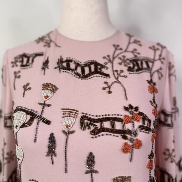 Valentino Runway Collector Dress 38 NWT Beaded Embroidered Silk Pink $15k Rare - Picture 4 of 16
